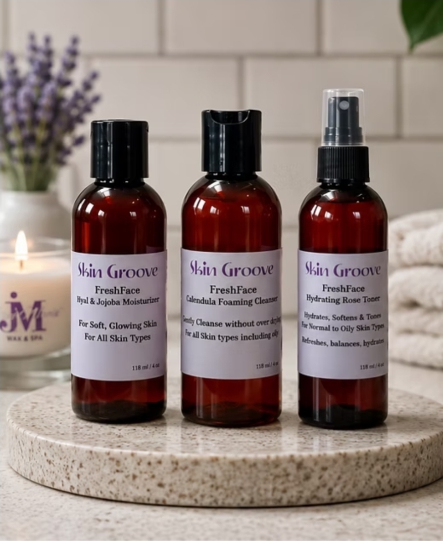FreshFace cleanser, moisturizer, and toner routine